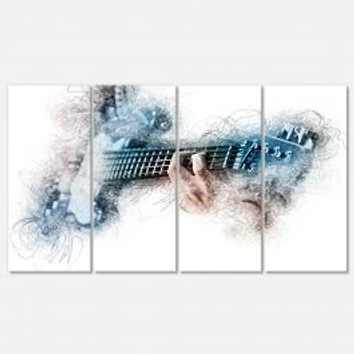 Man Playing A Guitar Watercolor Canvas Wall Art
