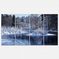 Winter Lake in Deep Forest Canvas Wall Art Panels