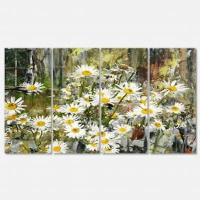 Daisies Flowers Under the Window Canvas Wall Art