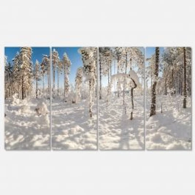 Winter Snow Covered Wood Canvas Wall Art