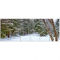 Snowy Road in the Forest Canvas Wall Art