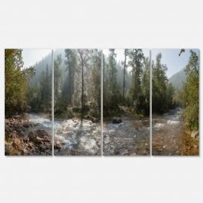 Mountain River Panorama 4 Canvas Wall Art
