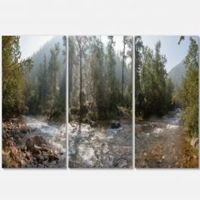 Mountain River Panorama 3 Canvas Wall Art