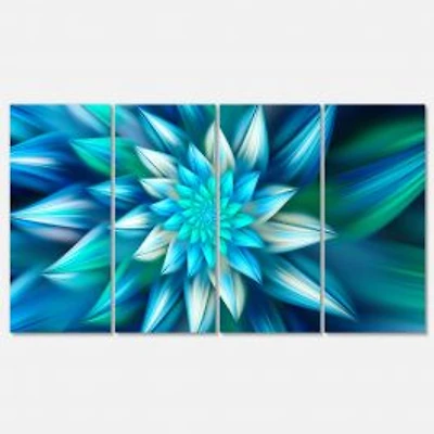 Huge Blue Fractal Flower Canvas Wall Art