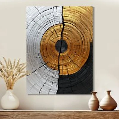 Roots of Serenity – Golden and Grey Wood Abstract