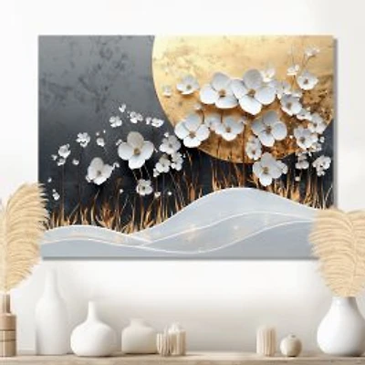 White and Gold Wildflowers – Marble-Inspired Elegance