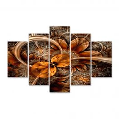 Dark Orange Fractal Flower Canvas Art Print