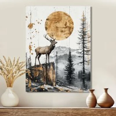 Grace in the Wild – Golden Deer Forest Landscape