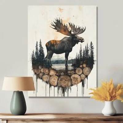 Canadian Moose – Tranquil Lake Reflection Scene