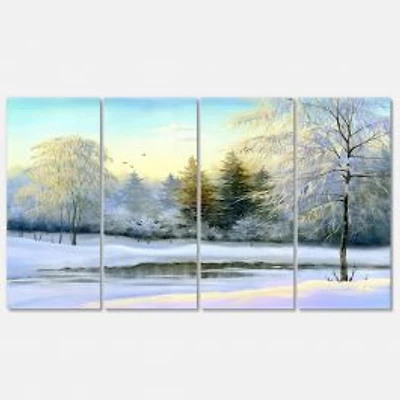 Beautiful Scenery Winter Forest Canvas Wall Art Panels