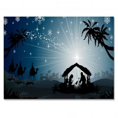 Christmas Nativity Scene with Three Wise Men Canvas Wall Art