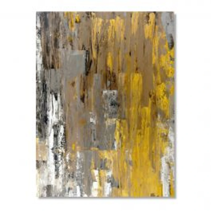 Yellow and Beige Abstract Art Painting Canvas Wall Art