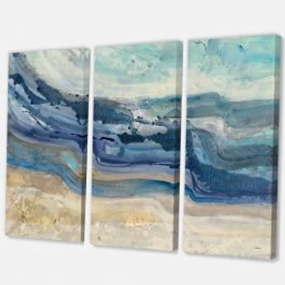 Coast Blue Sea Waves Watercolour Canvas Art
