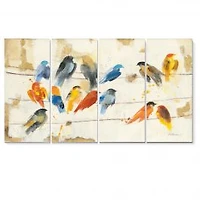Multicolor Bird Meeting Canvas Wall Art Panels