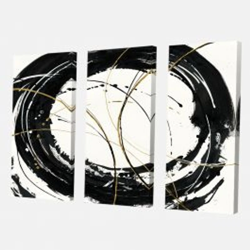 Gold Metallic Circle Canvas Wall Art