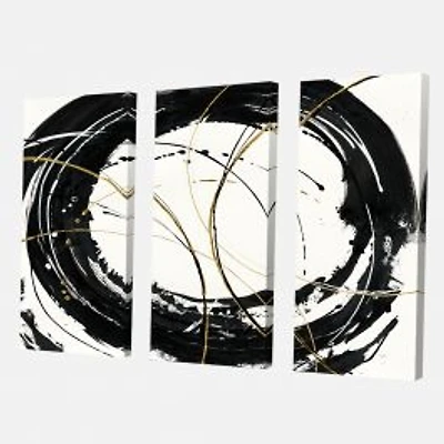 Gold Metallic Circle Canvas Wall Art