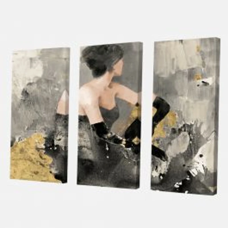 Gold Fashion Dance Canvas Wall Art