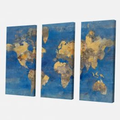 Golden Glam World Map Canvas Wall Art