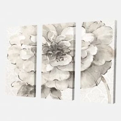 Indigold Grey Peonies I Canvas Wall Art