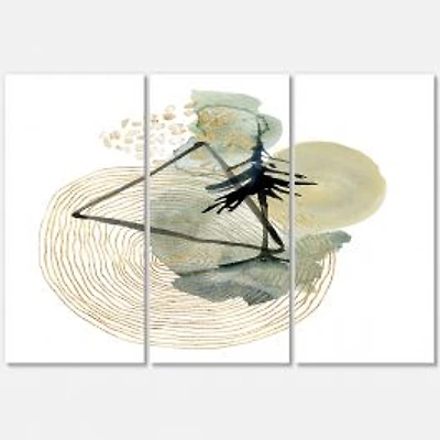 Abstract Landscape of Mountains Moon and Tree Canvas Wall Art