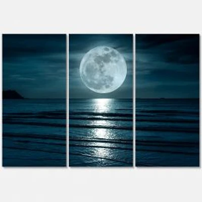 Super Moon Over The Sea I Canvas Wall Art