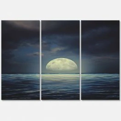 Super Moon Over The Sea II Canvas Wall Art