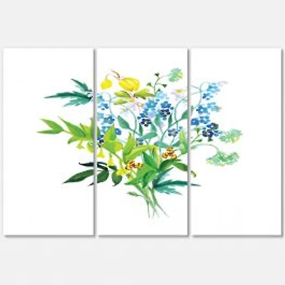 Meadow Flowers Garland Canvas Wall Art - 3 Panels