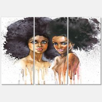 Portrait of Two Afro American Women Canvas Wall Art