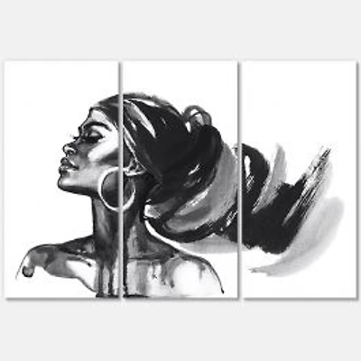 Monochrome Portrait of African American Woman IV Canvas Wall Art