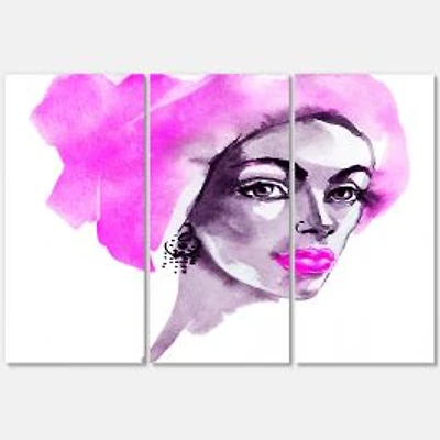 Afro American Woman Fashion Portrait Canvas Wall Art