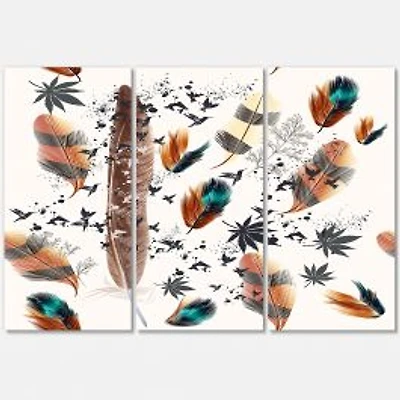 Multicolored Feather Pattern Canvas Wall Art