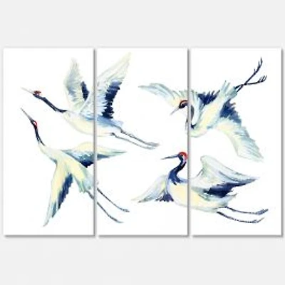 Asian Crane Bird Impression Canvas Wall Art