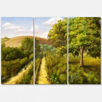 Vibrant Country Road During Summer Canvas Wall Art