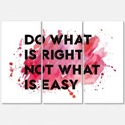 Do What Is Right Not What Is Easy I Canvas Wall Art - 3 Panels