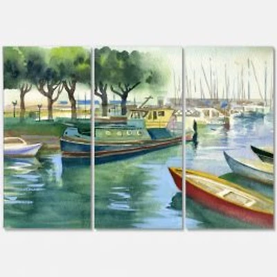 Boats in Green Spring Canvas Wall Art