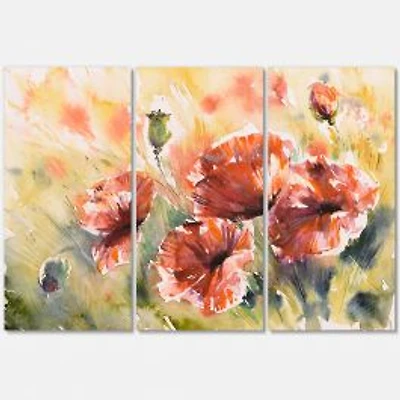 Red Poppy on A Field Canvas Wall Art