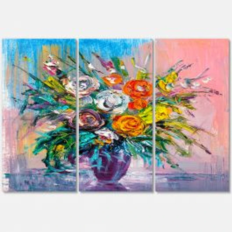 Bouquet of VIbrant Flowers Canvas Wall Art