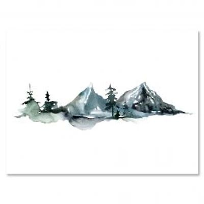 Minimalistic Winter Mountains and Fir Forest III Canvas Wall Art Print