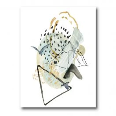 Gouache of Abstract Landscape with Mountain Bird Canvas Wall Art Print