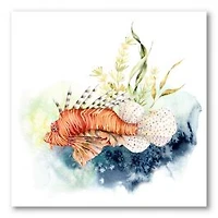 Lionfish and Kelp with Coral Reef and Laminaria Canvas Wall Art Print