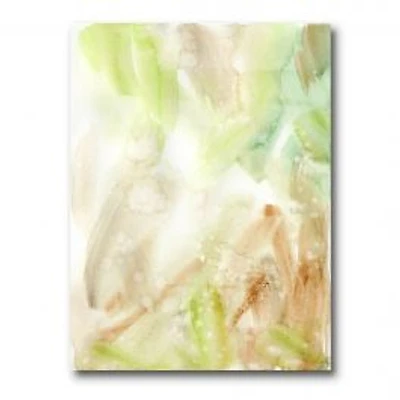 Pastel Abstract with Green Brown and Beige Spots Canvas Wall Art Print