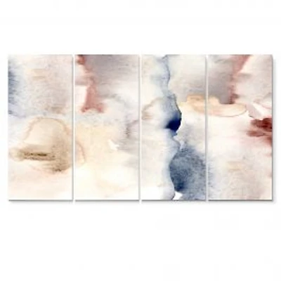 Pastel with Dark Blue Pink & Gray Spots Canvas Wall Art Print