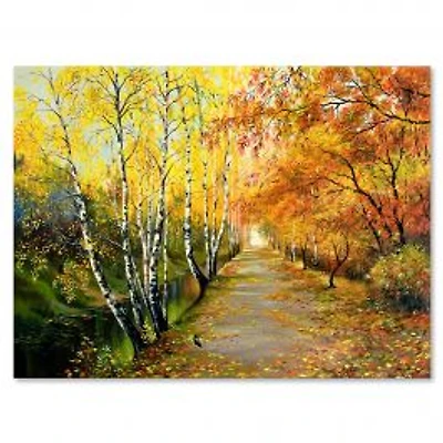 River in The Autumn Woods Canvas Wall Art Print
