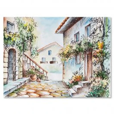Sunny Day At The City Cozy Street Canvas Wall Art Print