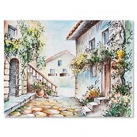 Sunny Day At The City Cozy Street Canvas Wall Art Print