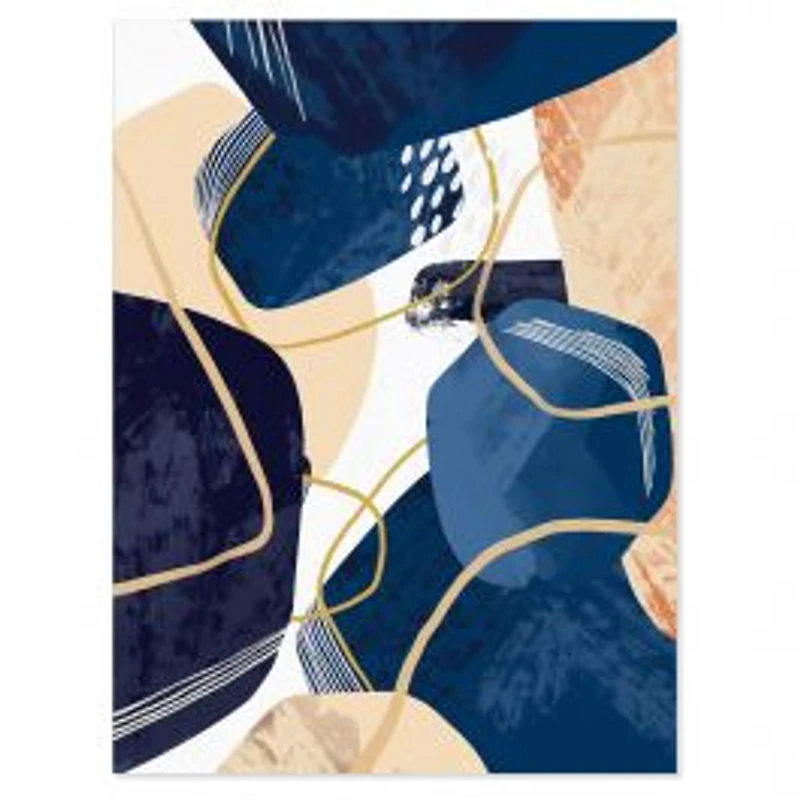 Minimalistic Blue & Earth Tone Organic Shapes II Canvas Wall Art Print