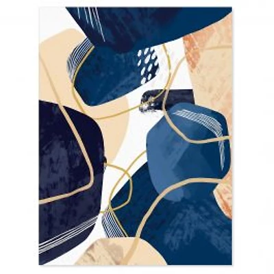Minimalistic Blue & Earth Tone Organic Shapes II Canvas Wall Art Print