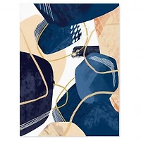 Minimalistic Blue & Earth Tone Organic Shapes II Canvas Wall Art Print