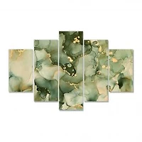 Green Luxury Abstract Fluid Art I Canvas Wall Art