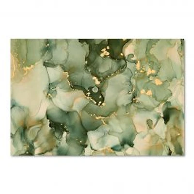 Green Luxury Abstract Fluid Art I Canvas Wall Art Print